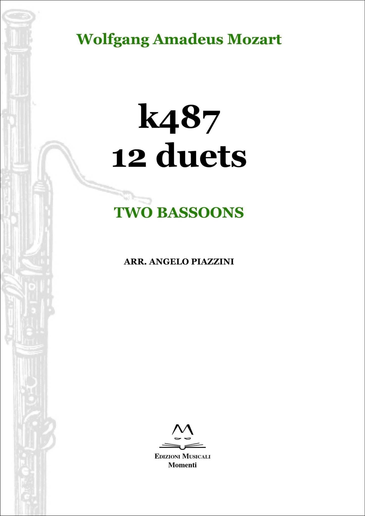 K487 12 duets. Two bassoons arr. Angelo Piazzini